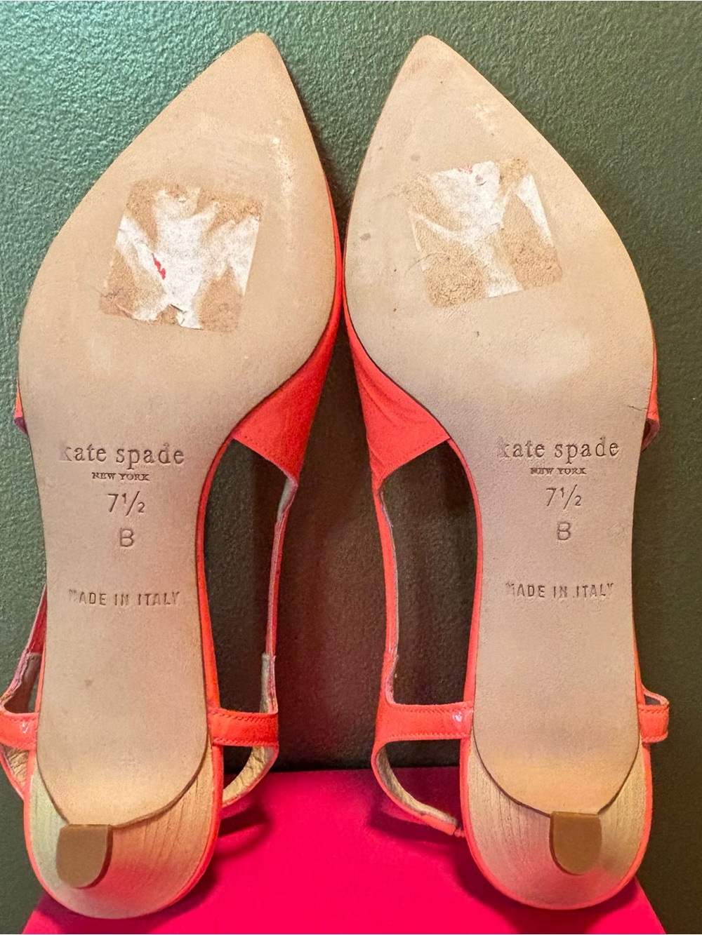 Kate Spade Coral Patent Slingback Kitten Heels 7.5 - Picture 6 of 8